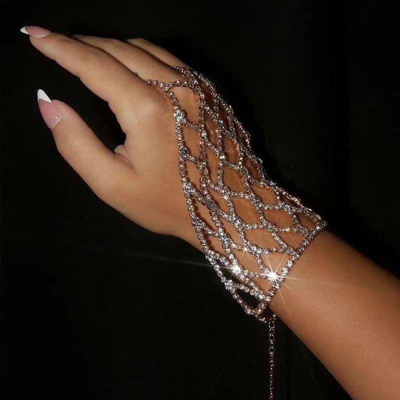 Mariam's Collection MAC119 Armani Mesh Rhinestone Temperament Mitt Bracelet — construction detail