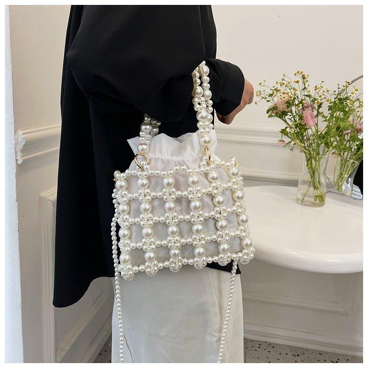 Mariam's Collection Mariam's Collection MAC125 Hollow Hand-woven Beaded Pearl Bag — main product shot