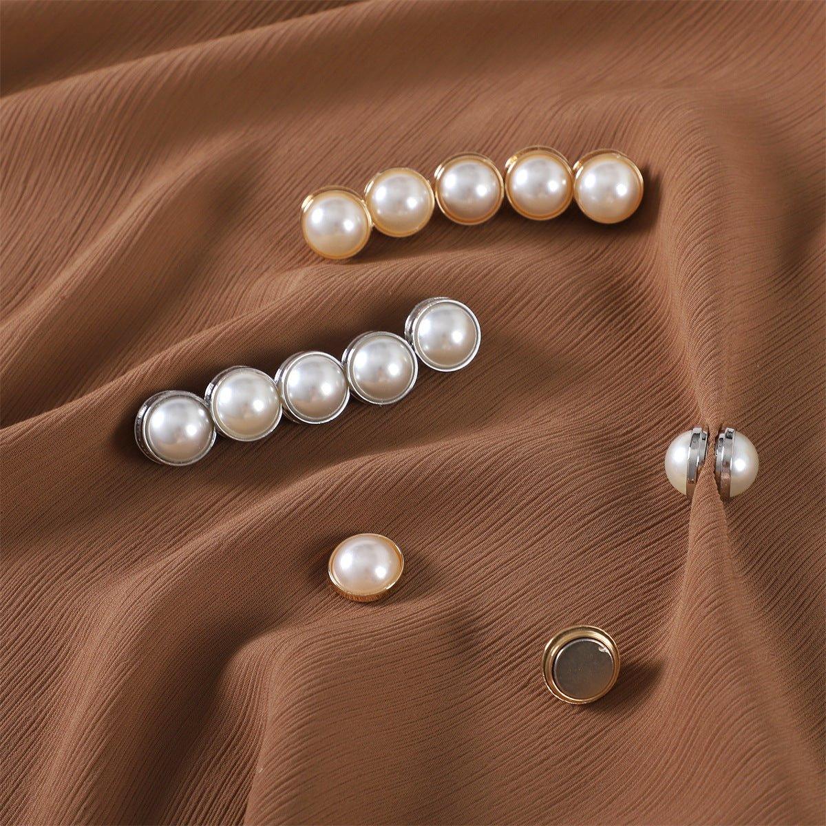 Mariam's Collection Mariam's Collection MAC126 Pearl Magnetic Buckle Hijab 12 pcs Brooches — Mariam's Collection branding close-up