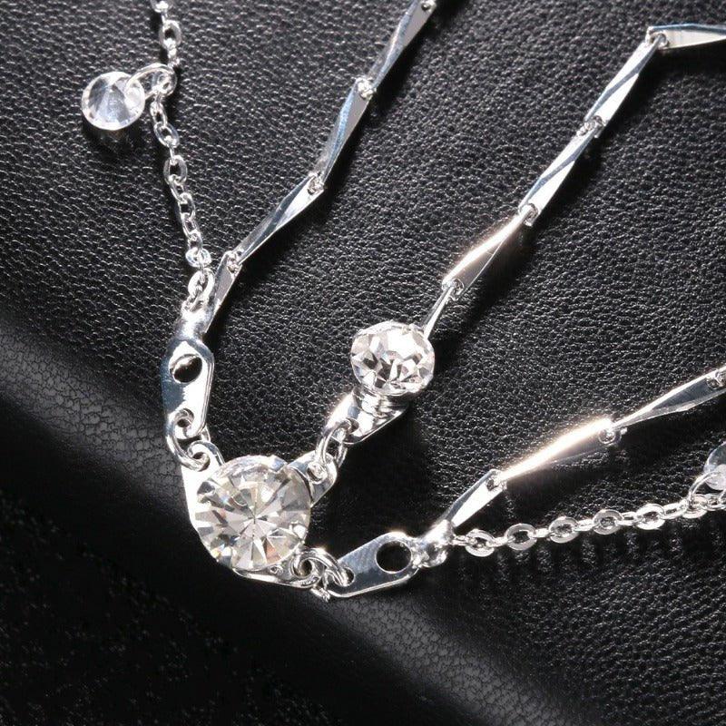 Mariam's Collection MAC127 Simple Rhinestone Pendant Sparkling Wedding Tiara — lifestyle worn / used context