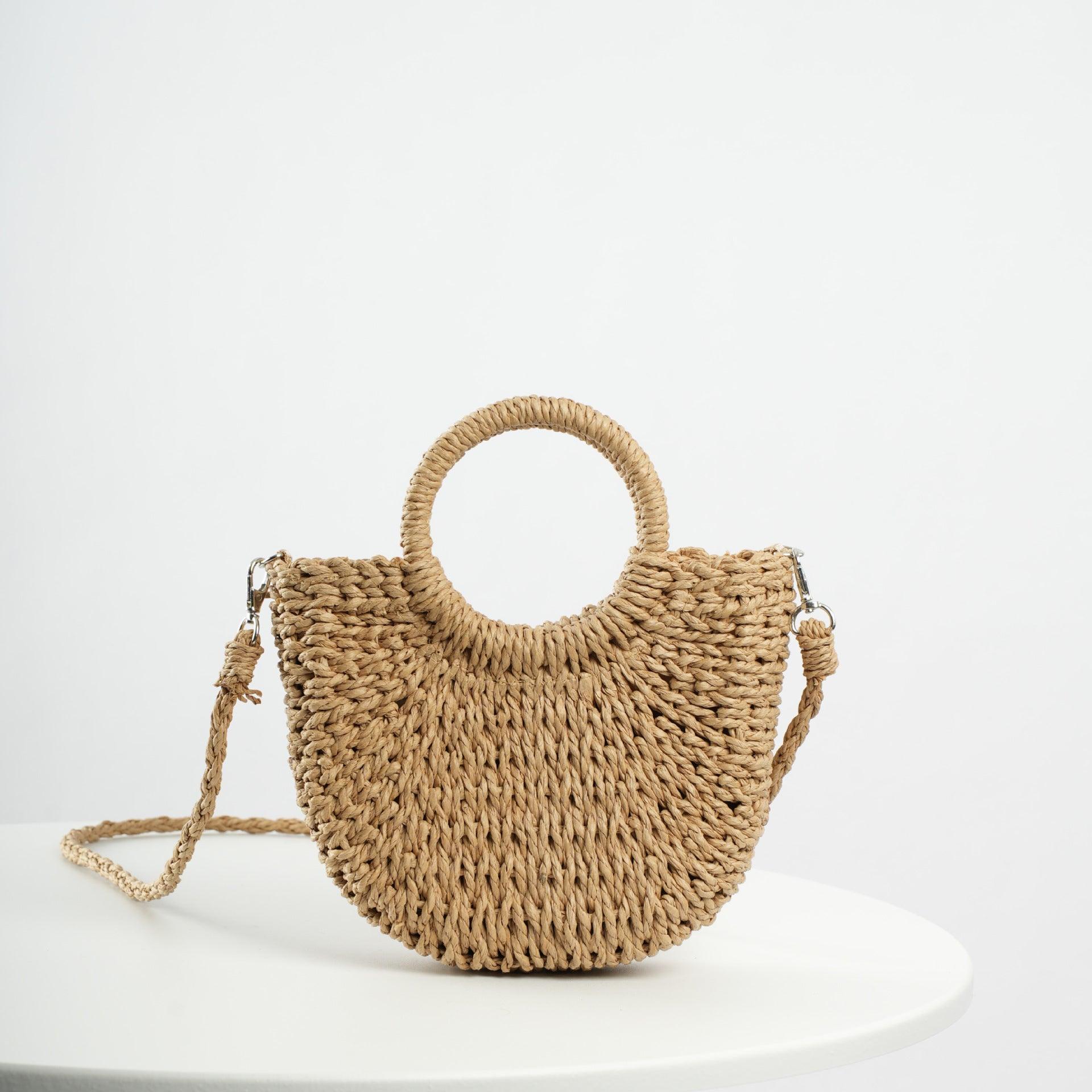 Mariam's Collection Mariam's Collection MAC129 Straw Double Hoop Crossbody Bag — main product shot