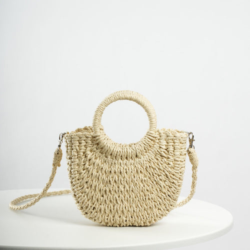 MAC129 Straw Double Hoop Crossbody Bag
