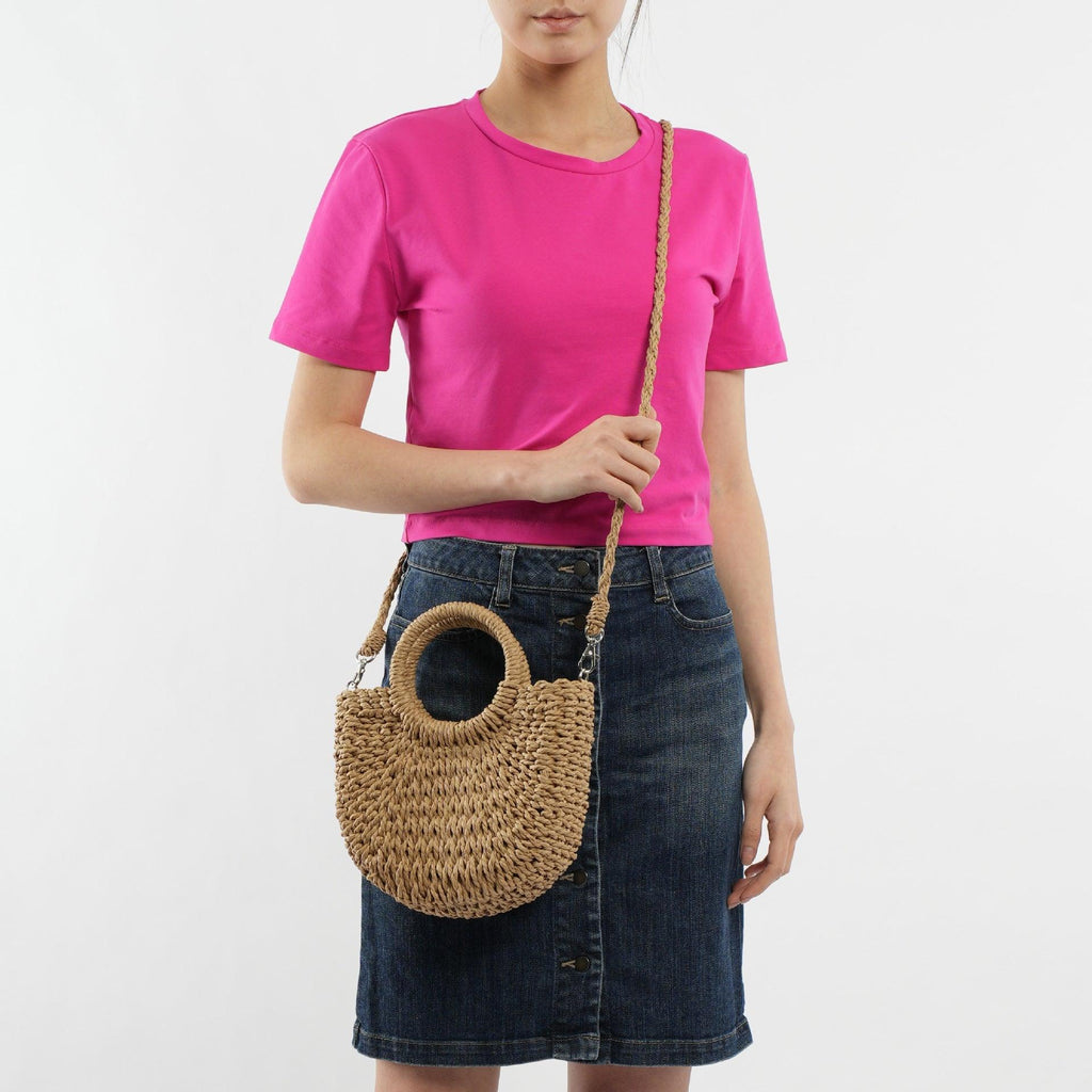 Mariam's Collection Mariam's Collection MAC129 Straw Double Hoop Crossbody Bag — product category context