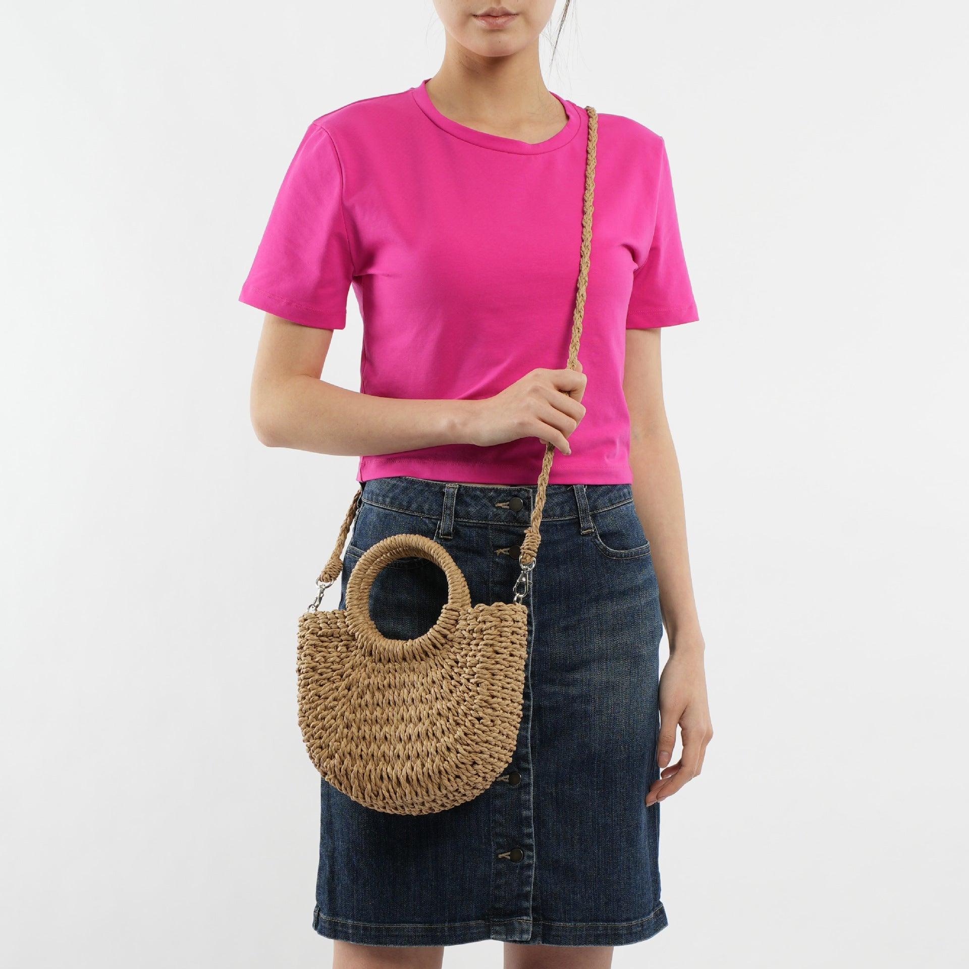 Mariam's Collection Mariam's Collection MAC129 Straw Double Hoop Crossbody Bag — product category context