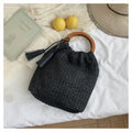 Mariam's Collection MAC132 Fashionable Straw Simple Beach Tassel Bucket Bag — product category context