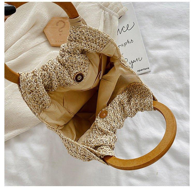 Mariam's Collection MAC132 Fashionable Straw Simple Beach Tassel Bucket Bag — detail shot 7