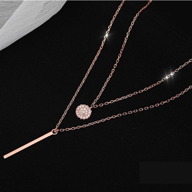 Mariam's Collection Mariam's Collection MAC133  Square Shiny Diamond Round Double Necklace — main product shot