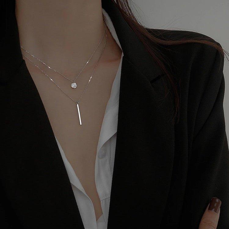 Mariam's Collection Mariam's Collection MAC133  Square Shiny Diamond Round Double Necklace — product category context