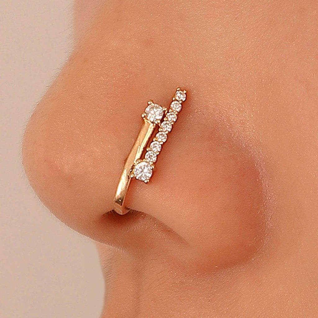 Mariam's Collection MAC134  Non-Puncture T-Shape Micropaved Zirconia Nose Ring — main product shot