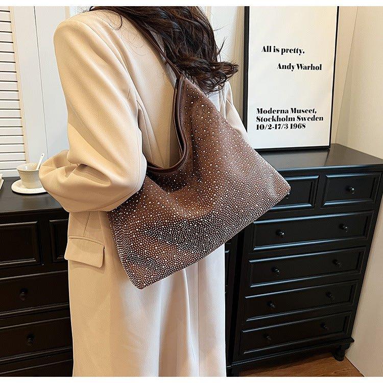 Mariam's Collection MAC142 Fashionable Bright Diamond Shoulder Tote Bag — fabric or material detail