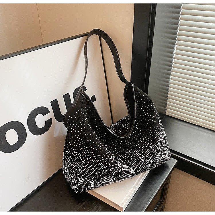 Mariam's Collection MAC142 Fashionable Bright Diamond Shoulder Tote Bag — product on model