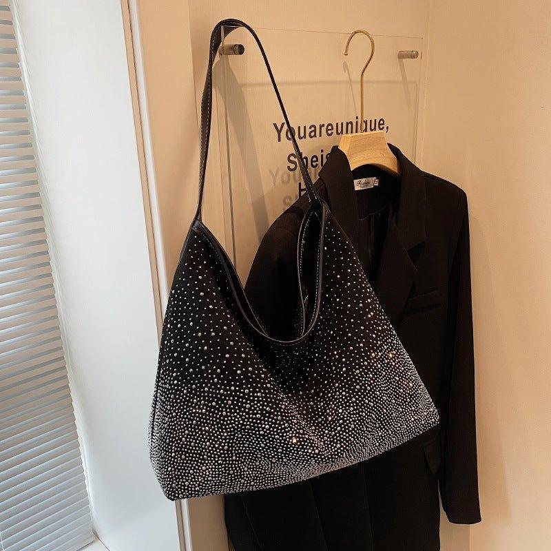 Mariam's Collection MAC142 Fashionable Bright Diamond Shoulder Tote Bag — Mariam's Collection branding close-up
