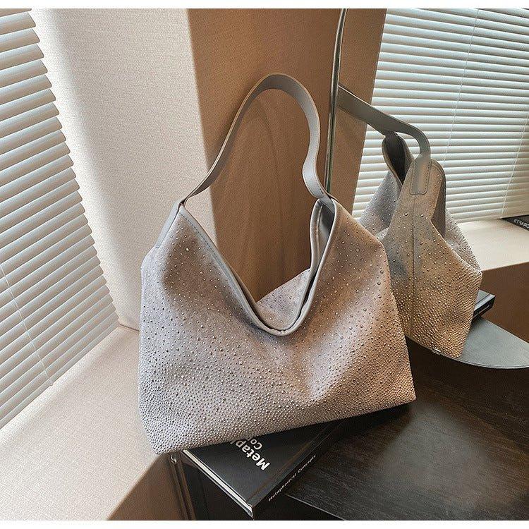 Mariam's Collection MAC142 Fashionable Bright Diamond Shoulder Tote Bag — flat-lay composition