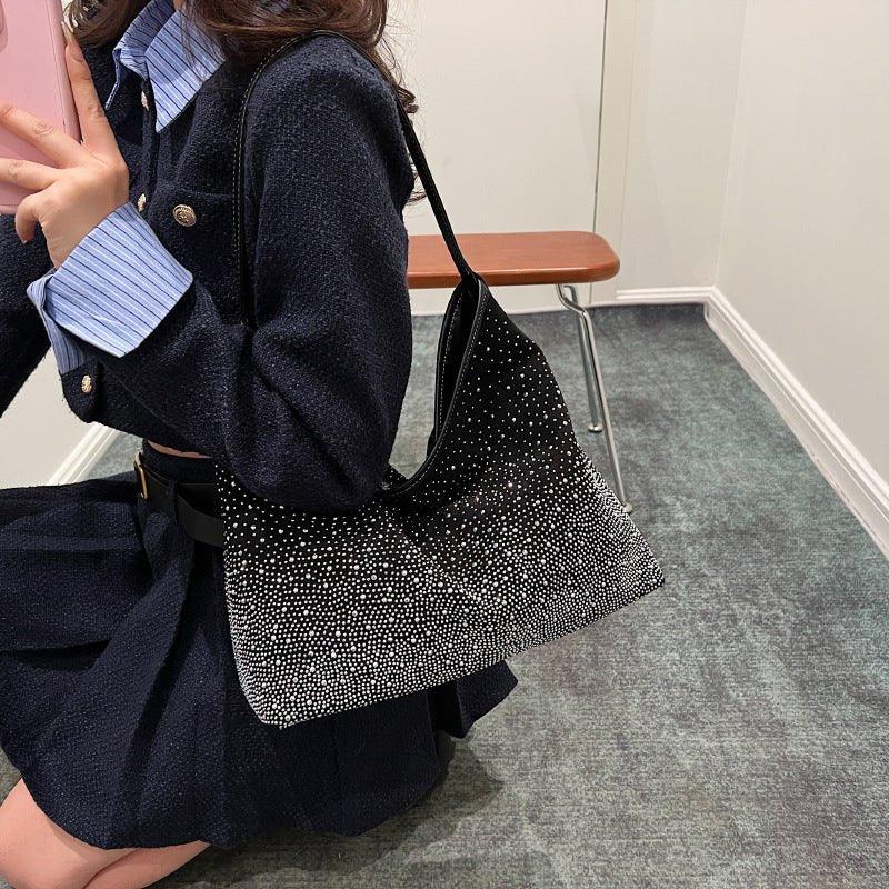 Mariam's Collection MAC142 Fashionable Bright Diamond Shoulder Tote Bag — construction detail