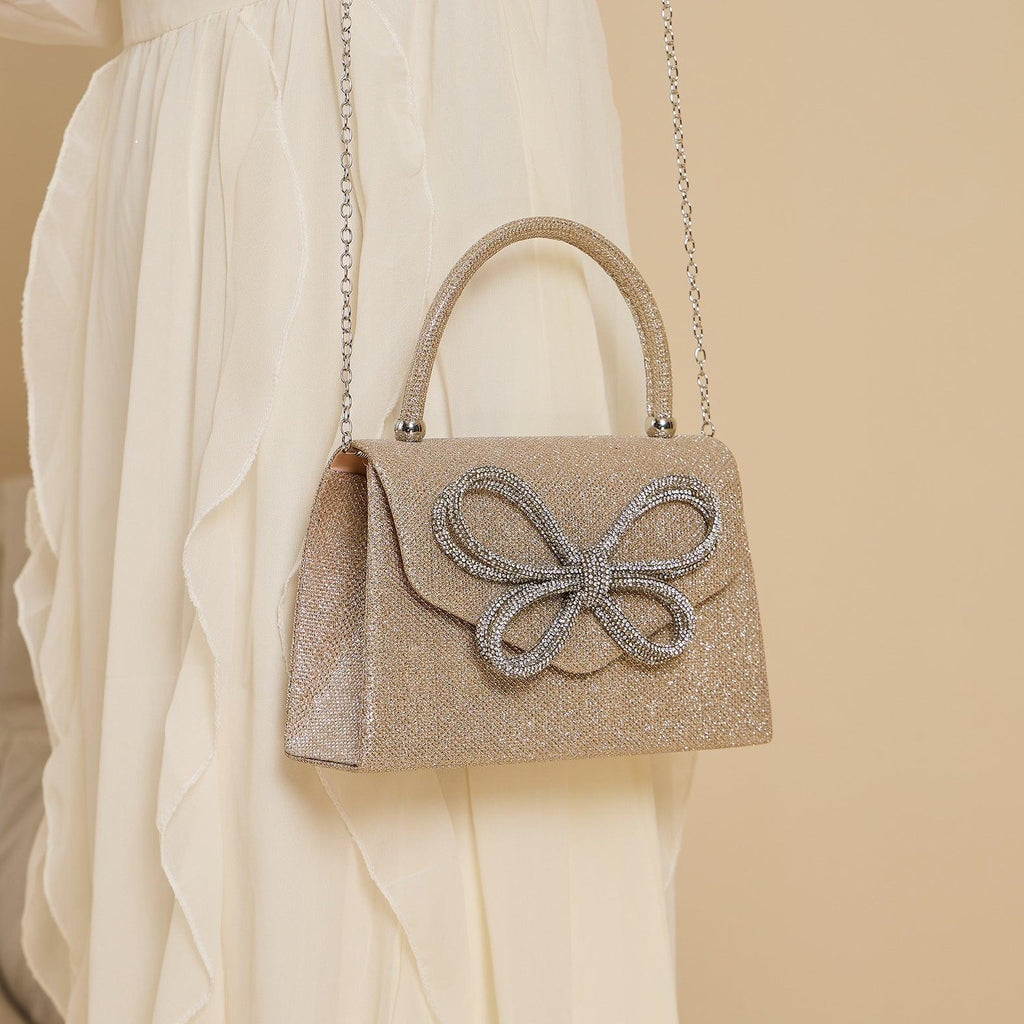 Mariam's Collection Mariam's Collection MAC146 Rhinestone Butterfly Evening Bag — lifestyle worn / used context