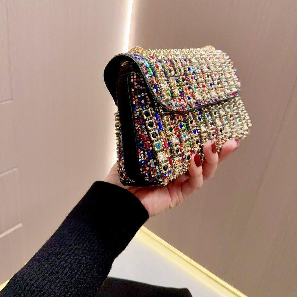 Mariam's Collection Mariam's Collection MAC148 Diamond Chain Evening Bag — Mariam's Collection branding close-up