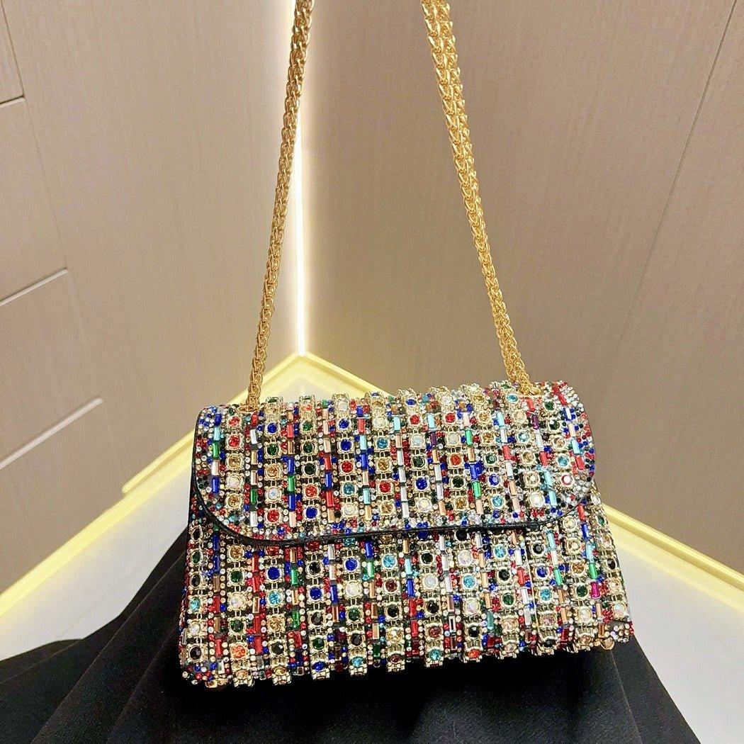 Mariam's Collection Mariam's Collection MAC148 Diamond Chain Evening Bag — construction detail