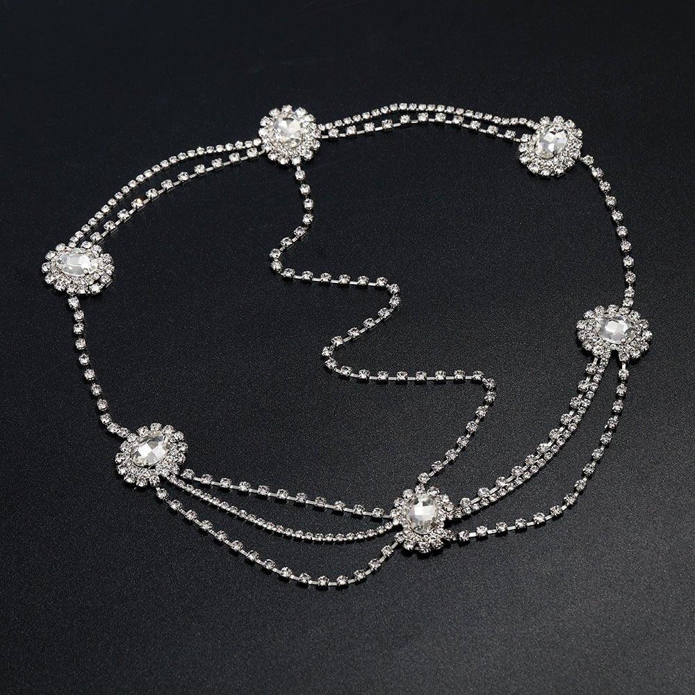 Mariam's Collection Stylish Multi-layered Rhinestone Tassel Forehead Headpiece(MAC151) — lifestyle worn / used context