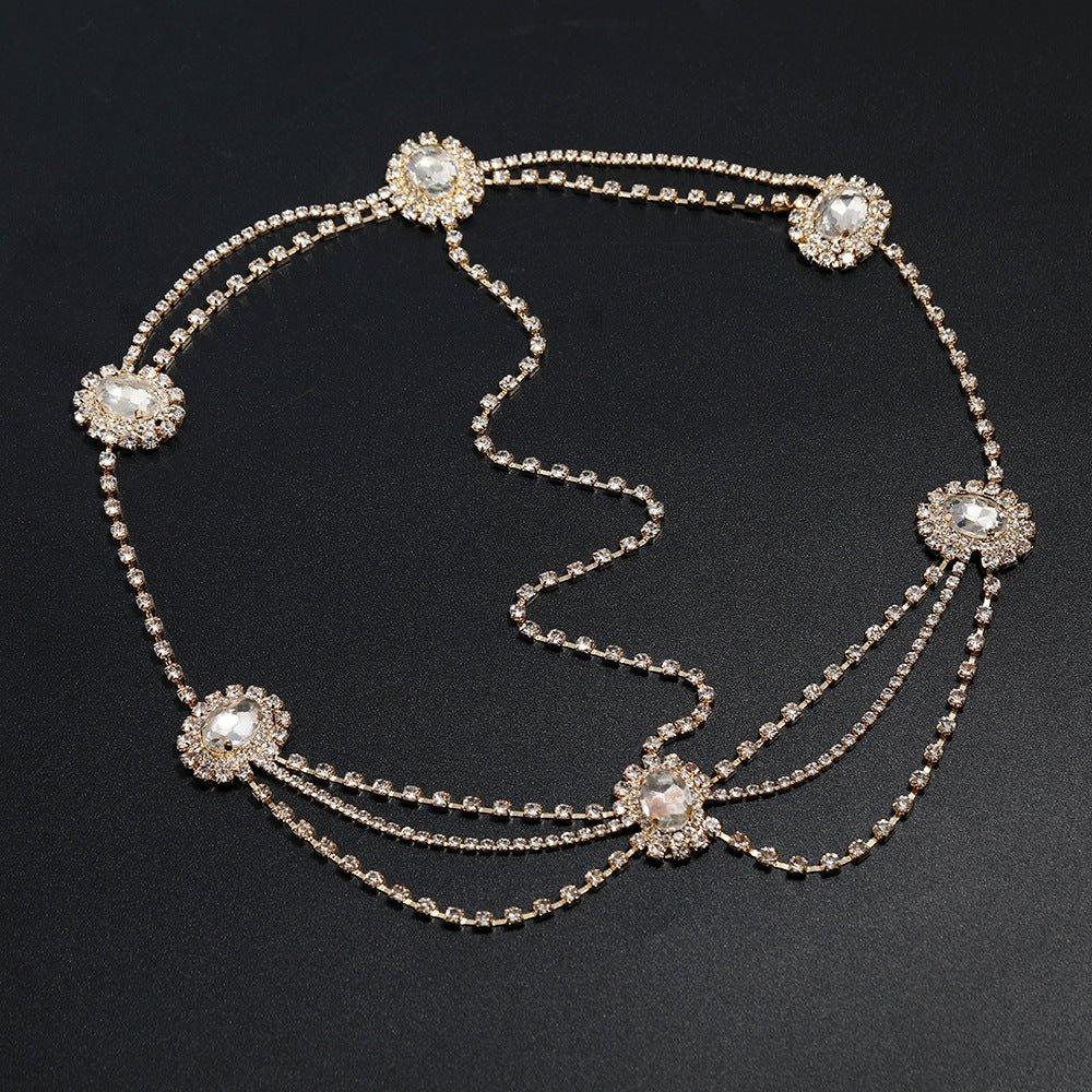Mariam's Collection Stylish Multi-layered Rhinestone Tassel Forehead Headpiece(MAC151) — Mariam's Collection branding close-up