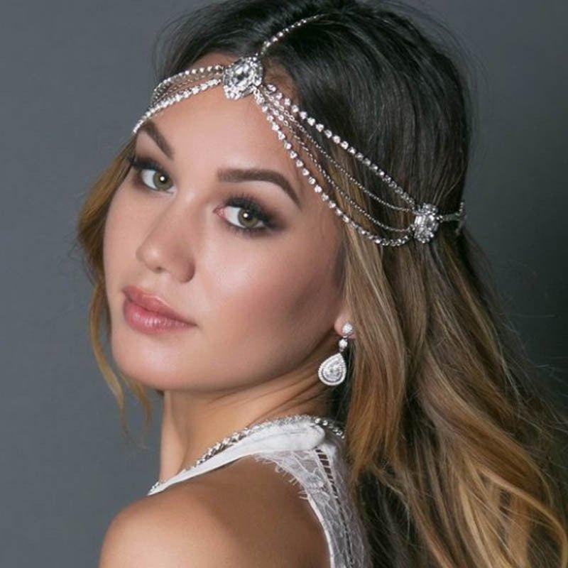 Mariam's Collection Stylish Multi-layered Rhinestone Tassel Forehead Headpiece(MAC151) — main product shot