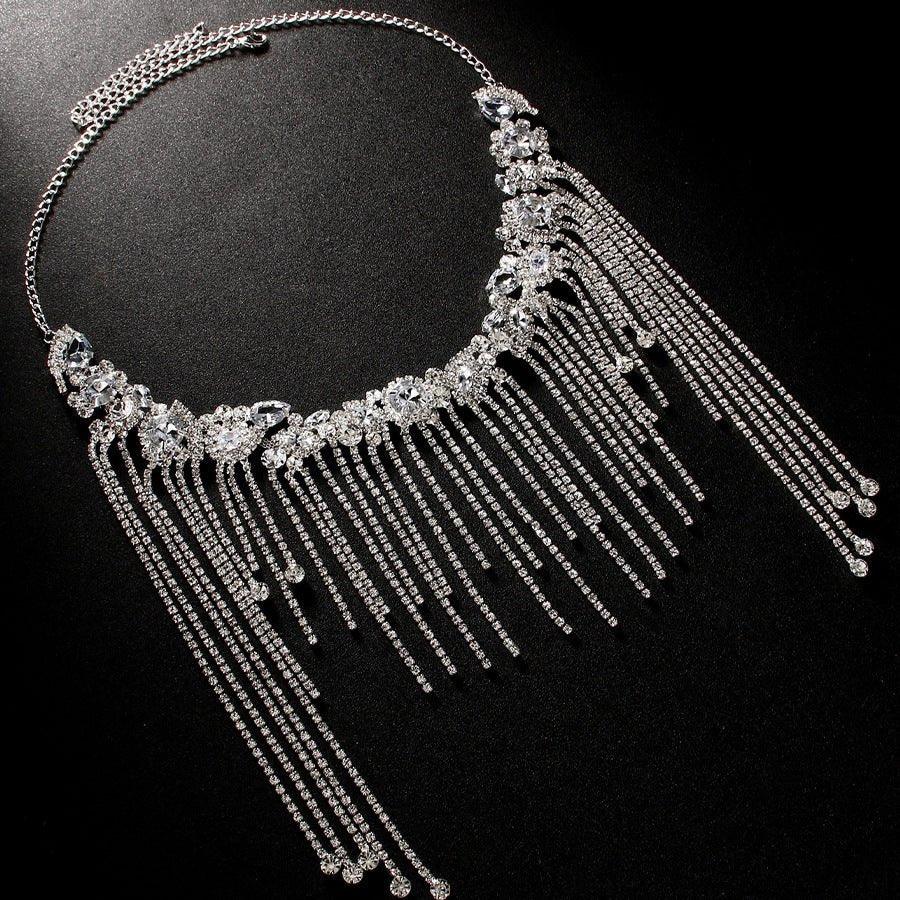 Mariam's Collection Mariam's Collection MAC152 Rhinestone Fringe Diamond Hair Accessories — Mariam's Collection branding close-up