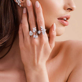 Mariam's Collection MAC157 Premium Zircon Stacked Flower Ring