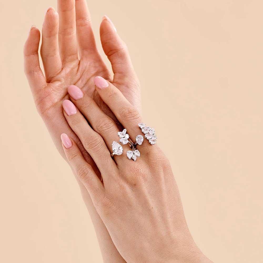 Mariam's Collection Mariam's Collection MAC157 Premium Zircon Stacked Flower Ring — construction detail