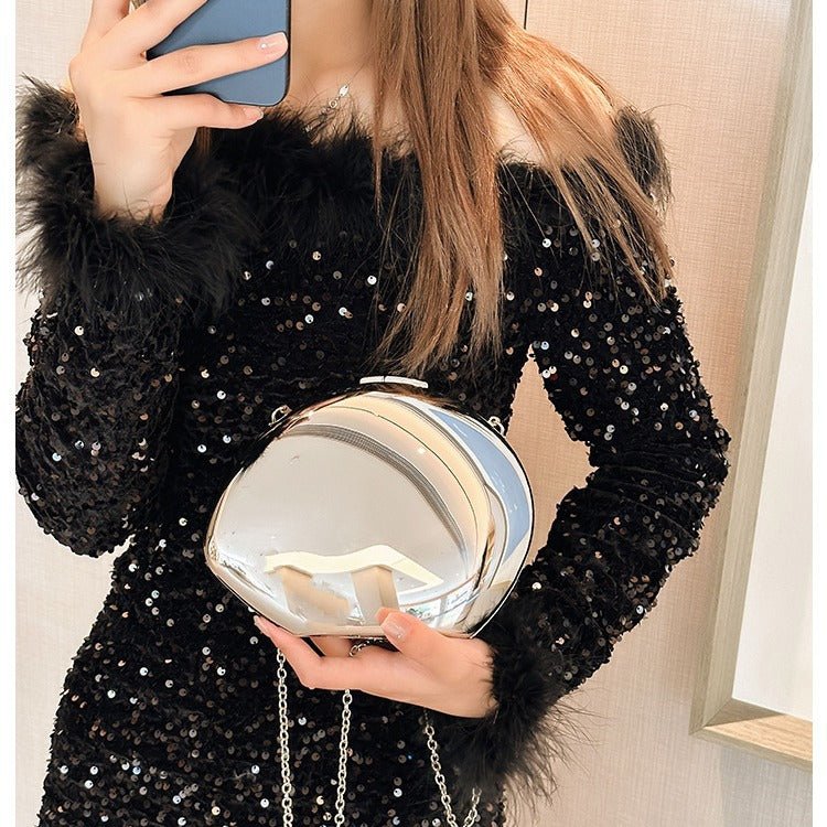 Mariam's Collection MAC160 Metal Acrylic Goose Egg Shoulder Crossbody Chain Cosmetic Bag — main product shot