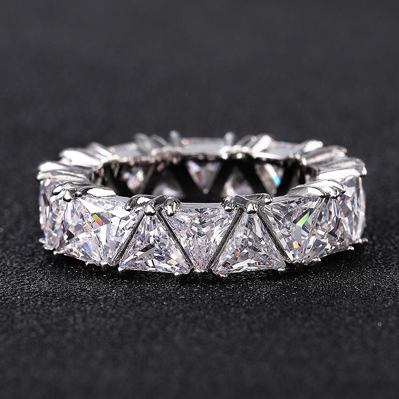 Mariam's Collection MAC161 Full-Circle Single-Row Triangular Zircon Ring — lifestyle worn / used context