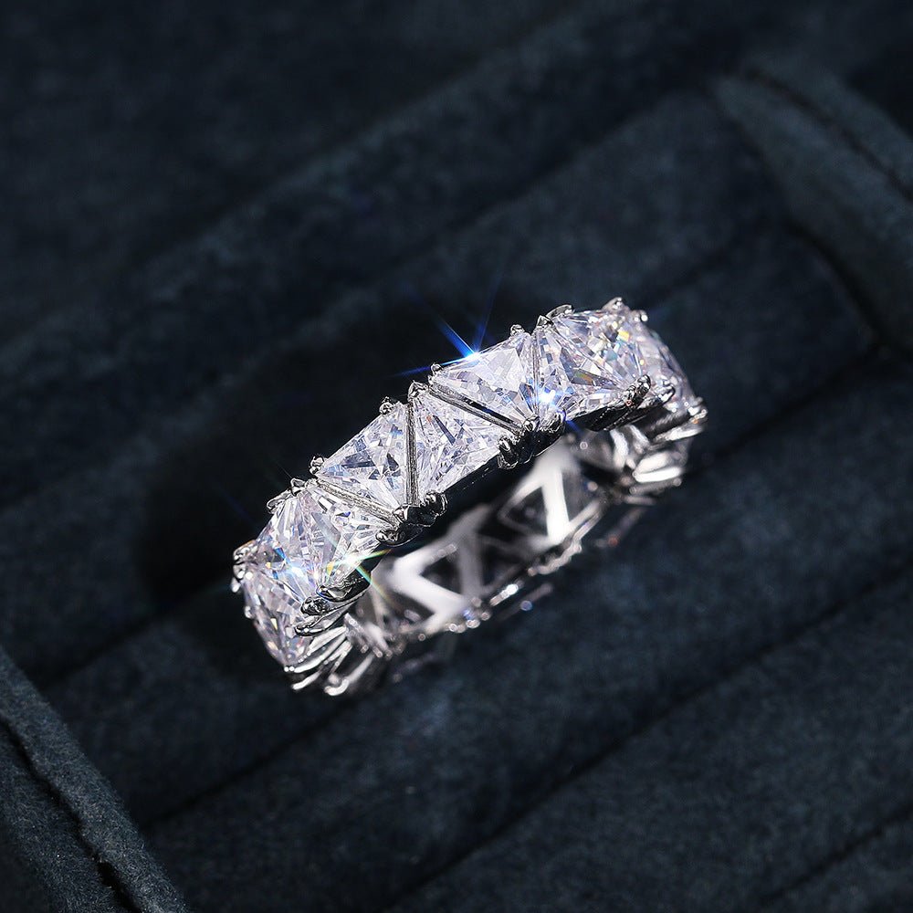 Mariam's Collection MAC161 Full-Circle Single-Row Triangular Zircon Ring — main product shot
