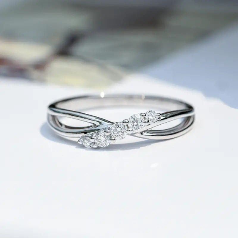 Mariam's Collection Mariam's Collection MAC162 Simple Micropaved Cross Hollow Ring — main product shot