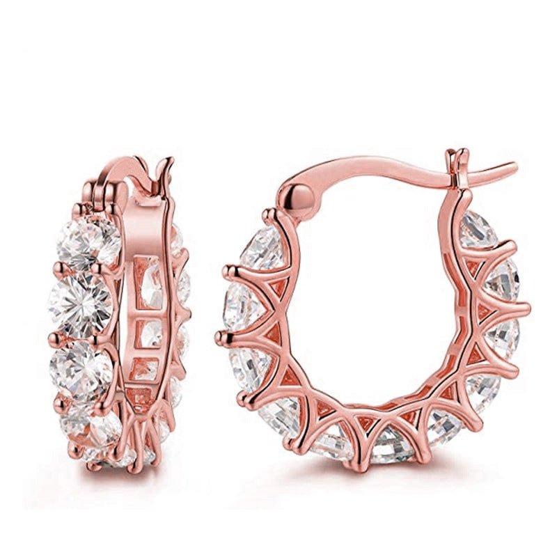 Mariam's Collection MAC163 Fully embellished zircon flower-shaped U-shaped earrings — detail shot 8