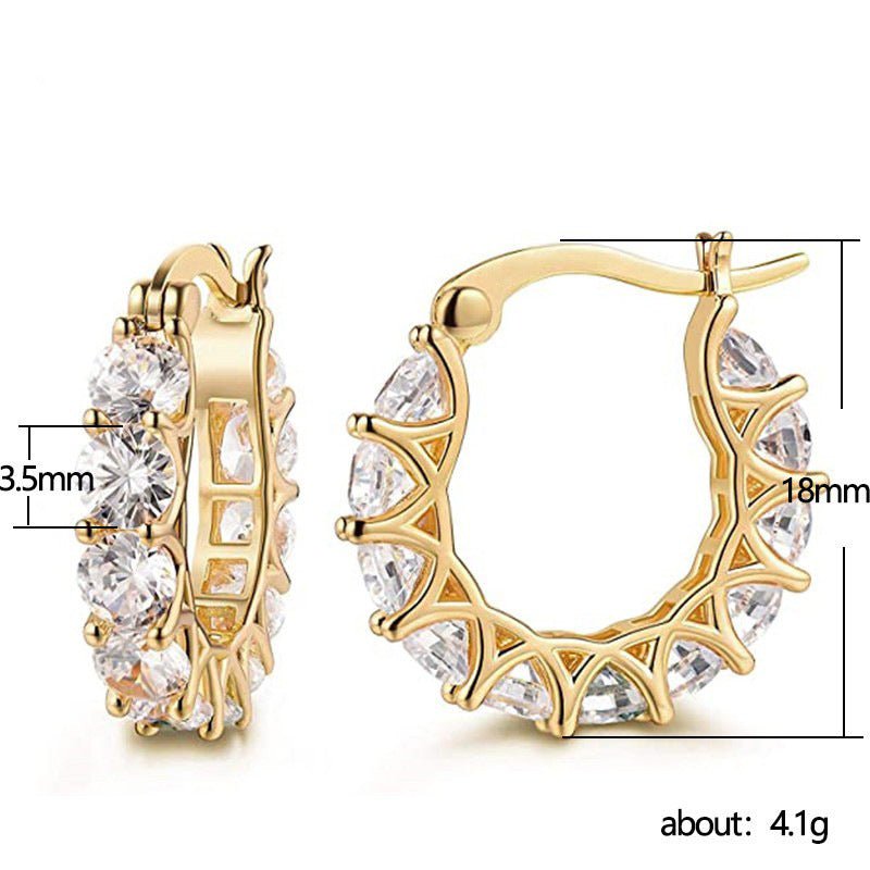 Mariam's Collection MAC163 Fully embellished zircon flower-shaped U-shaped earrings — lifestyle worn / used context