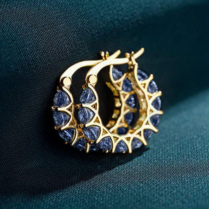 Mariam's Collection MAC163 Fully embellished zircon flower-shaped U-shaped earrings — product category context