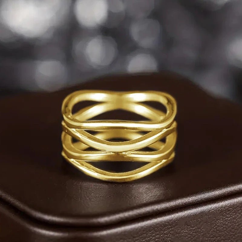 Mariam's Collection Mariam's Collection MAC166 Simple Geometric Lines Hollow Ring — detail shot 6