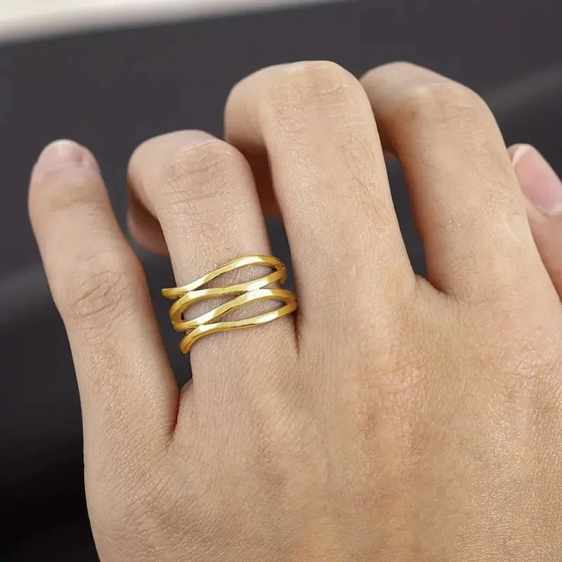 Mariam's Collection Mariam's Collection MAC166 Simple Geometric Lines Hollow Ring — product category context