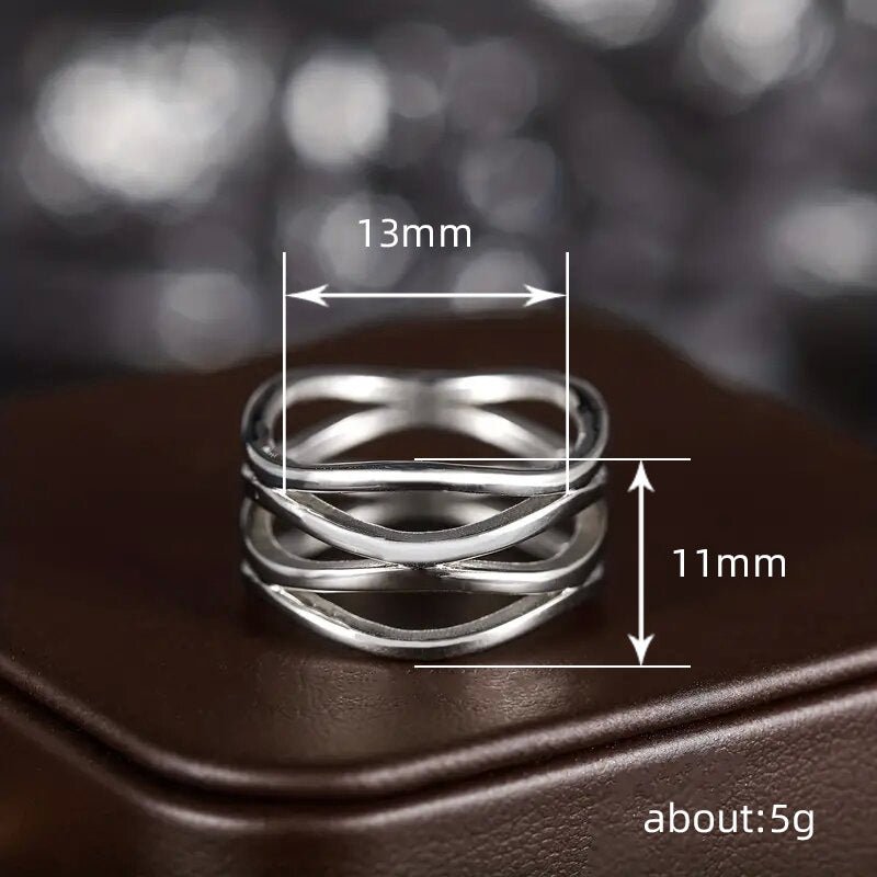 Mariam's Collection Mariam's Collection MAC166 Simple Geometric Lines Hollow Ring — Mariam's Collection branding close-up