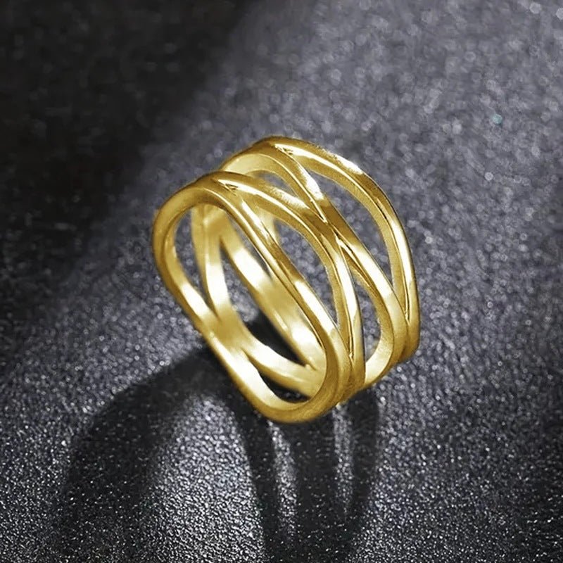 Mariam's Collection Mariam's Collection MAC166 Simple Geometric Lines Hollow Ring — detail shot 7