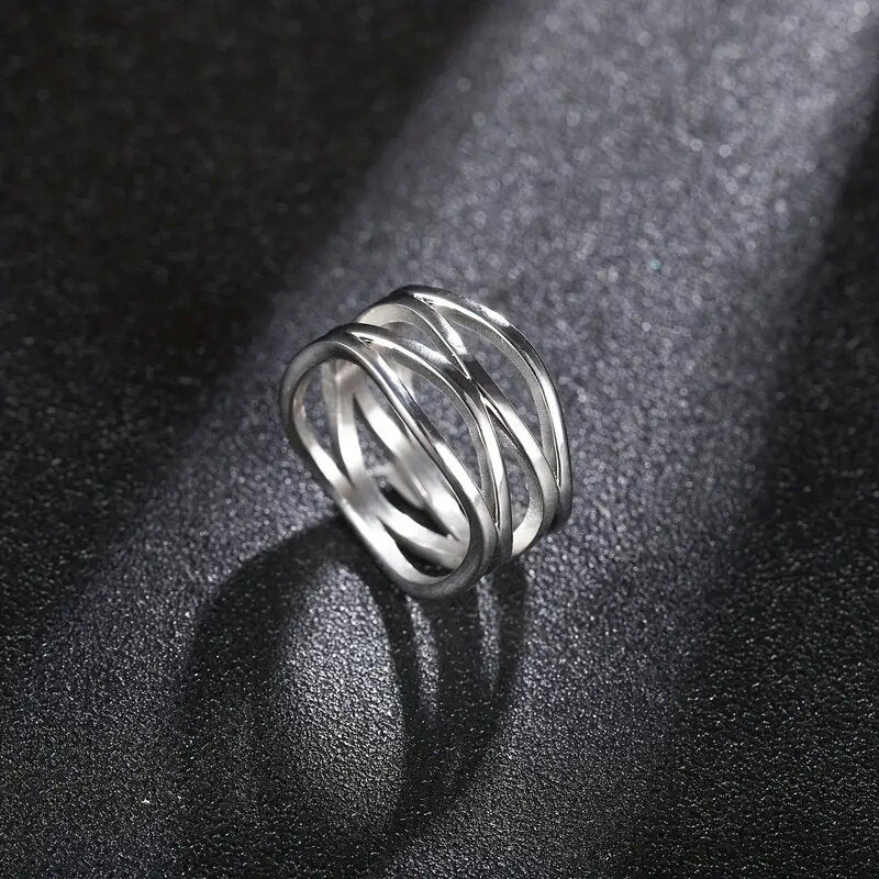 Mariam's Collection Mariam's Collection MAC166 Simple Geometric Lines Hollow Ring — main product shot