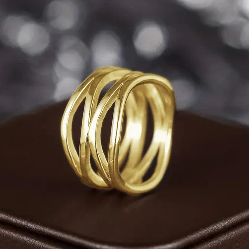 Mariam's Collection Mariam's Collection MAC166 Simple Geometric Lines Hollow Ring — detail shot 8