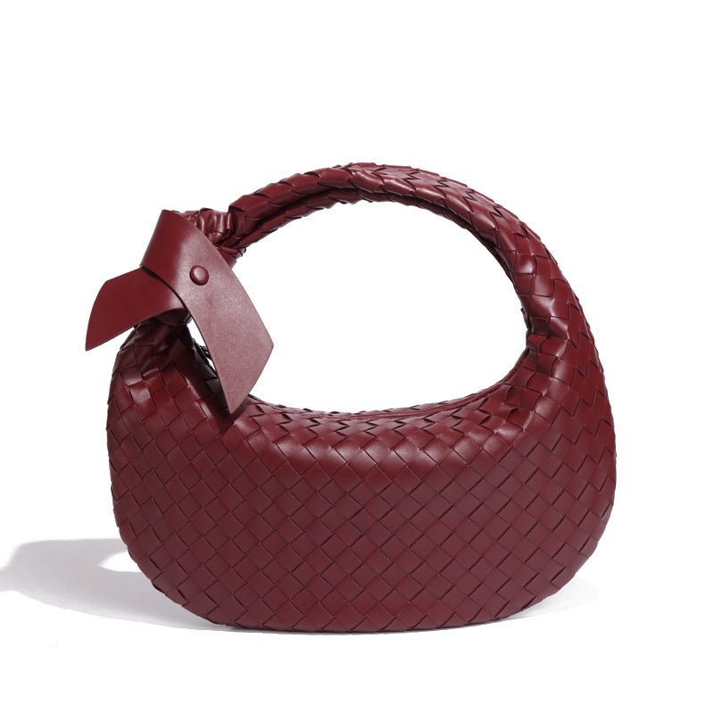 Mariam's Collection MAC168 Simple And Sstylish Woven Leather Handbag(No bow) — flat-lay composition