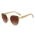 Mariam's Collection MAC169 Fashionable Cat-eye Metal Frame BamboTemple Sunglasses — lifestyle worn / used context