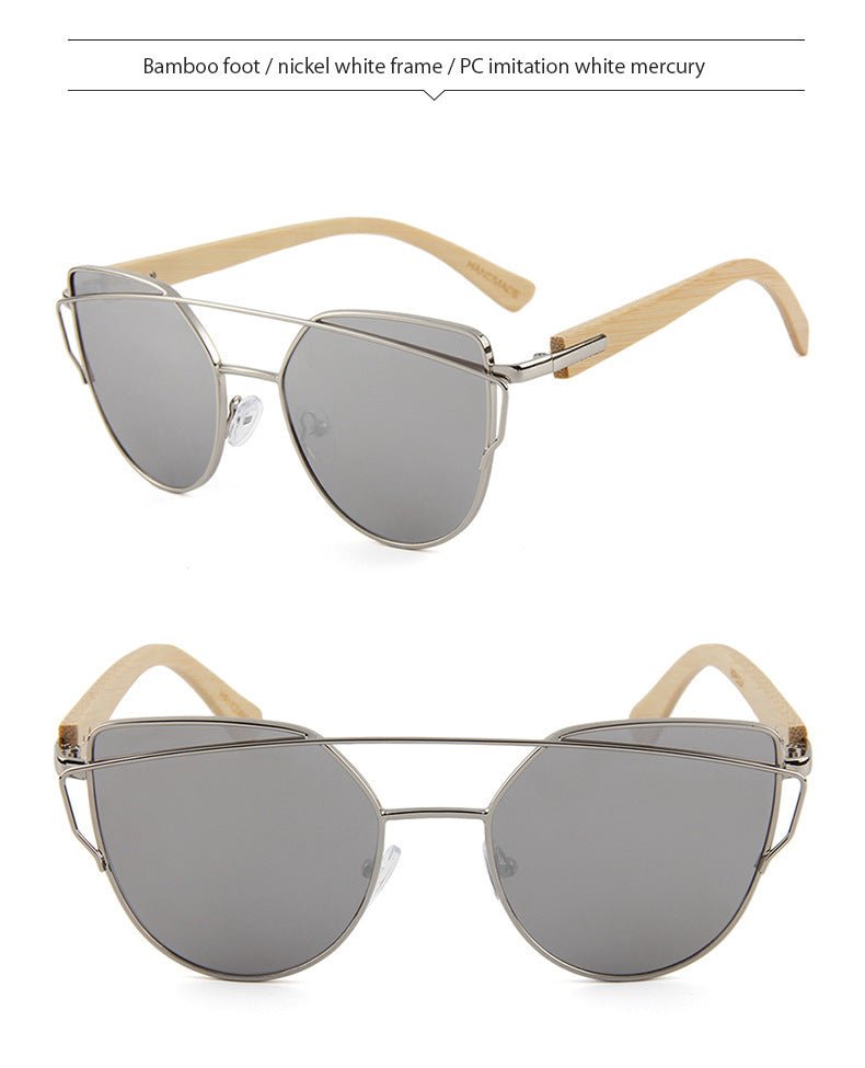 Mariam's Collection MAC169 Fashionable Cat-eye Metal Frame BamboTemple Sunglasses — fabric or material detail