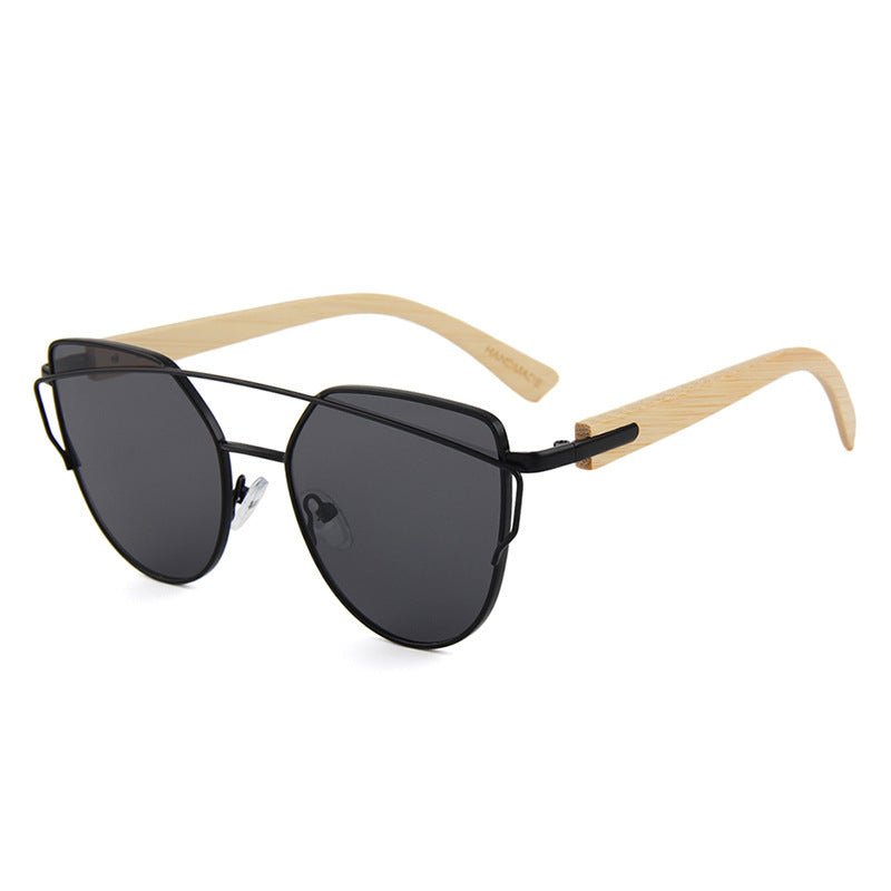 Mariam's Collection MAC169 Fashionable Cat-eye Metal Frame BamboTemple Sunglasses — detail shot 6
