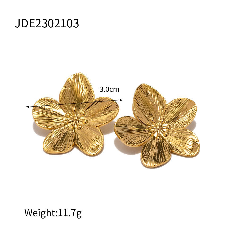 Mariam's Collection Mariam's Collection MAC170 Retro Simple Alloy Flower Stud Earrings — construction detail