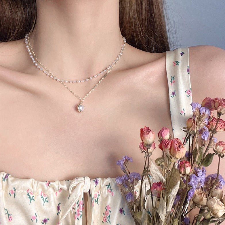 Mariam's Collection MAC174 Vintage Double Layered Pearl Necklace — construction detail