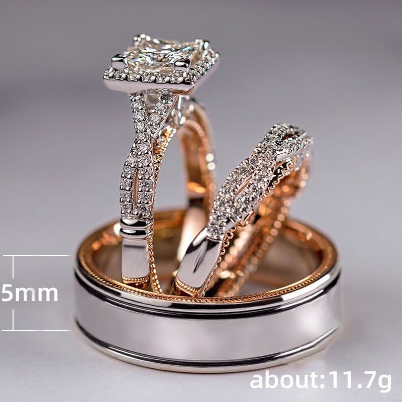 Mariam's Collection MAC175 Rose Gold Sparkling Zircon Luxury Engagement Ring — detail shot 6