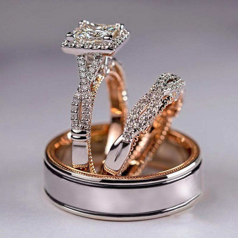 Mariam's Collection MAC175 Rose Gold Sparkling Zircon Luxury Engagement Ring — main product shot