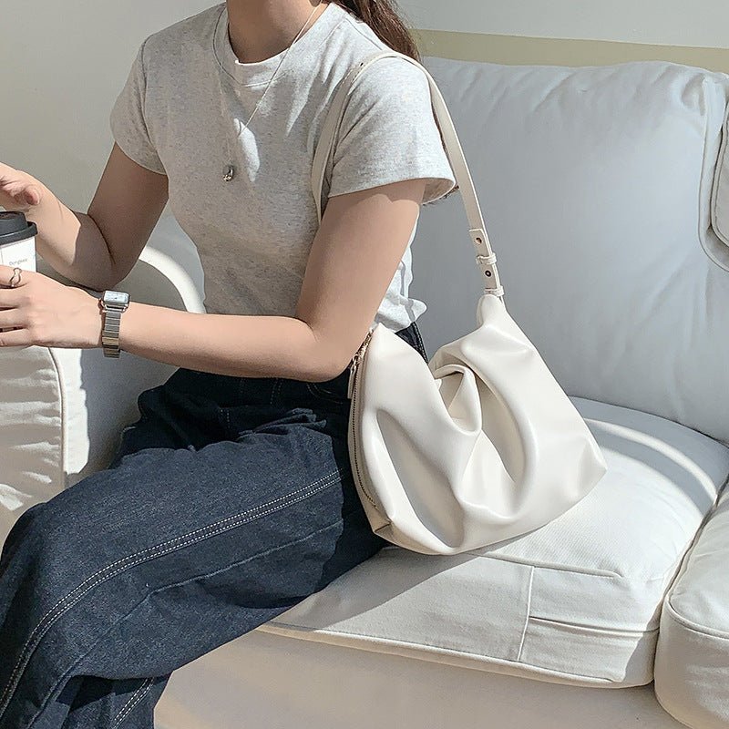 Mariam's Collection MAC180 High-End Pleated PU Leather All-Match Tote Bag — flat-lay composition
