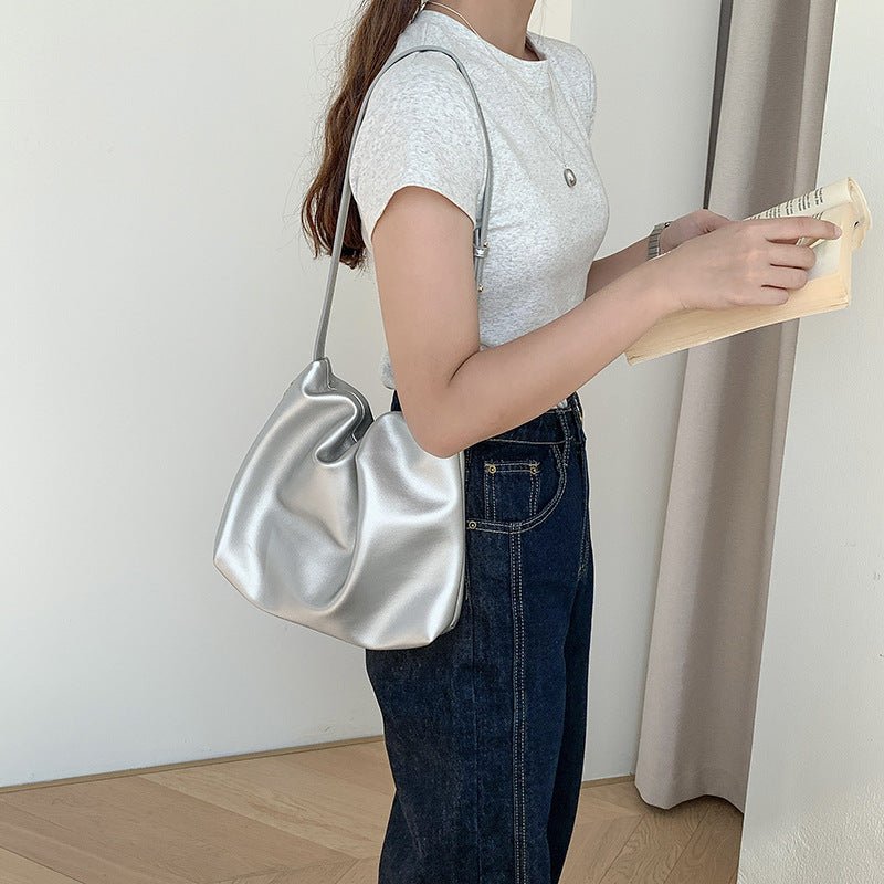 Mariam's Collection MAC180 High-End Pleated PU Leather All-Match Tote Bag — product on model